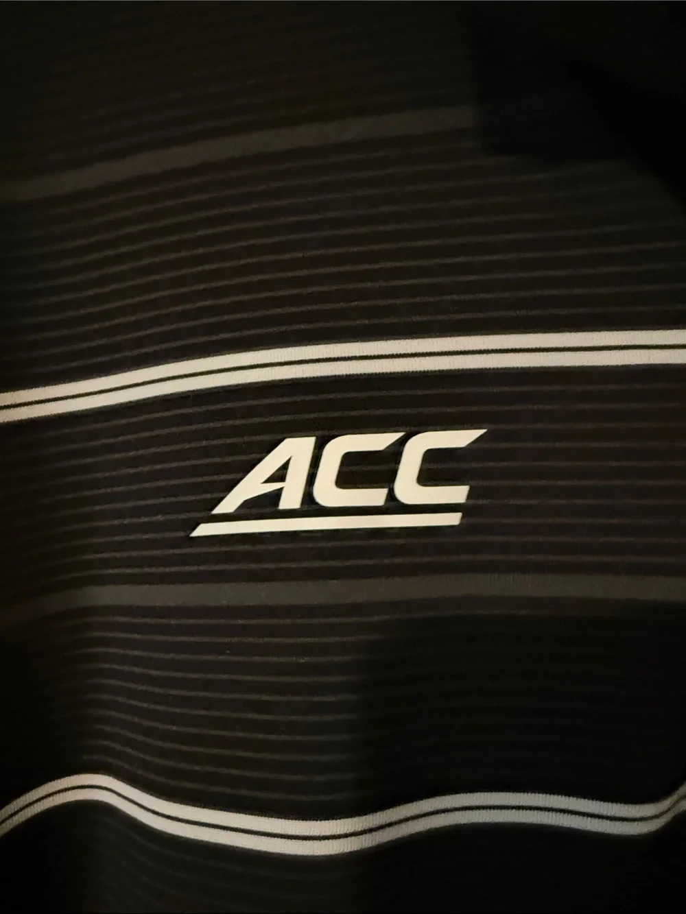 Nike Black Polo with White Stripes and ACC Logo Tiger Woods Collection